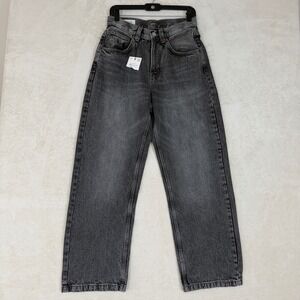 ZARA NWT High Waisted Straight Leg Denim Jeans Charcoal Wash Size US 29
